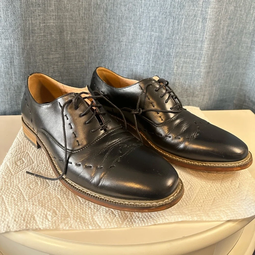 Zanzara Sz 10.5 Oxfords Black Leather Men Lace Up JH390S20 Medium (D, M)‎